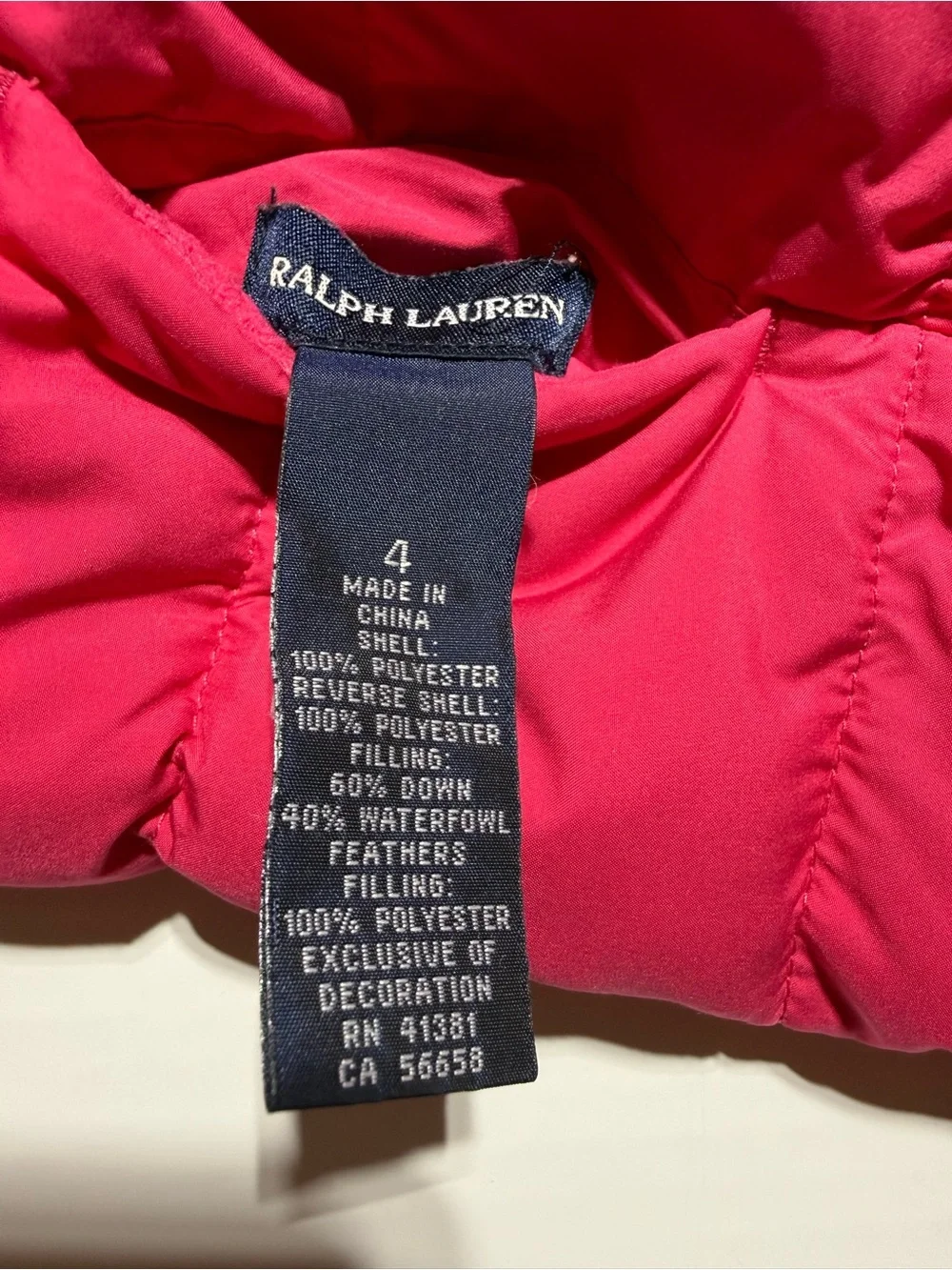 Ralph Lauren Girls Reversible Down Puffer Vest 4 Hot Pink Orange - Picture 4 of 5